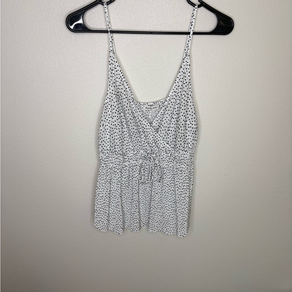 Abercrombie & Fitch White Polka Dot Babydoll Women's Tank